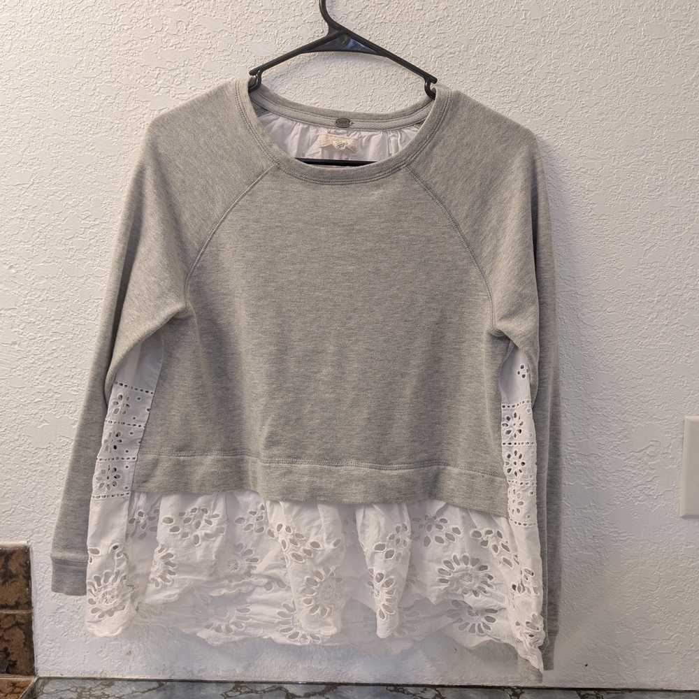 Gray and White Women's Top